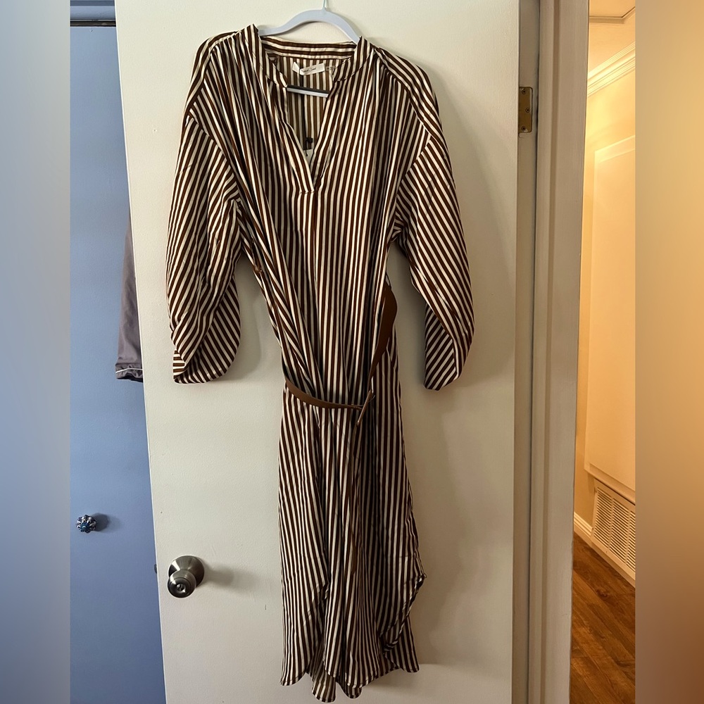 Brown & cream belted dress